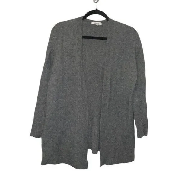 Madewell Kent Women's Sweater Cardigan Grey Merino Wool Blend Open Front XS - Picture 1 of 8